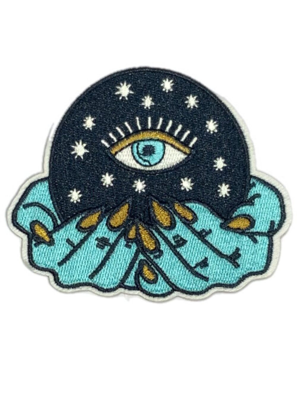 Crystal Ball Evil Eye Hands Embroidered Iron On Patch Celestial